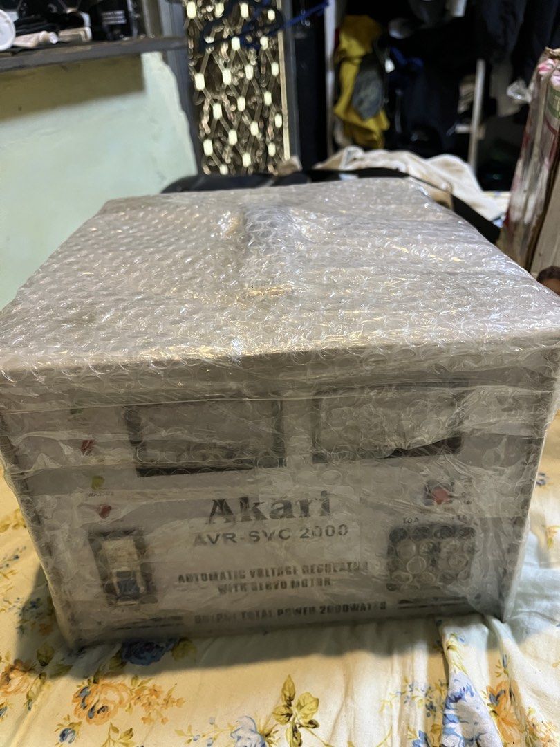 Akari AVR-SVC 2000 Automatic Voltage Regulator with Servo Motor (Category: Electrical, Adaptors & Sockets) located in Quezon City. Submitted by dlarej123 (Listing ID 1455117532, Image 2). Description: - Akari AVR-SVC 2000 Automatic Voltage Regulator - 2000 Watts total power output - Servo motor for precise regulation - Automatically stabilizes voltage - Protects your appliances from damaging fluctuations - Equipped with 3 outlets BRAND NEW BUT NO