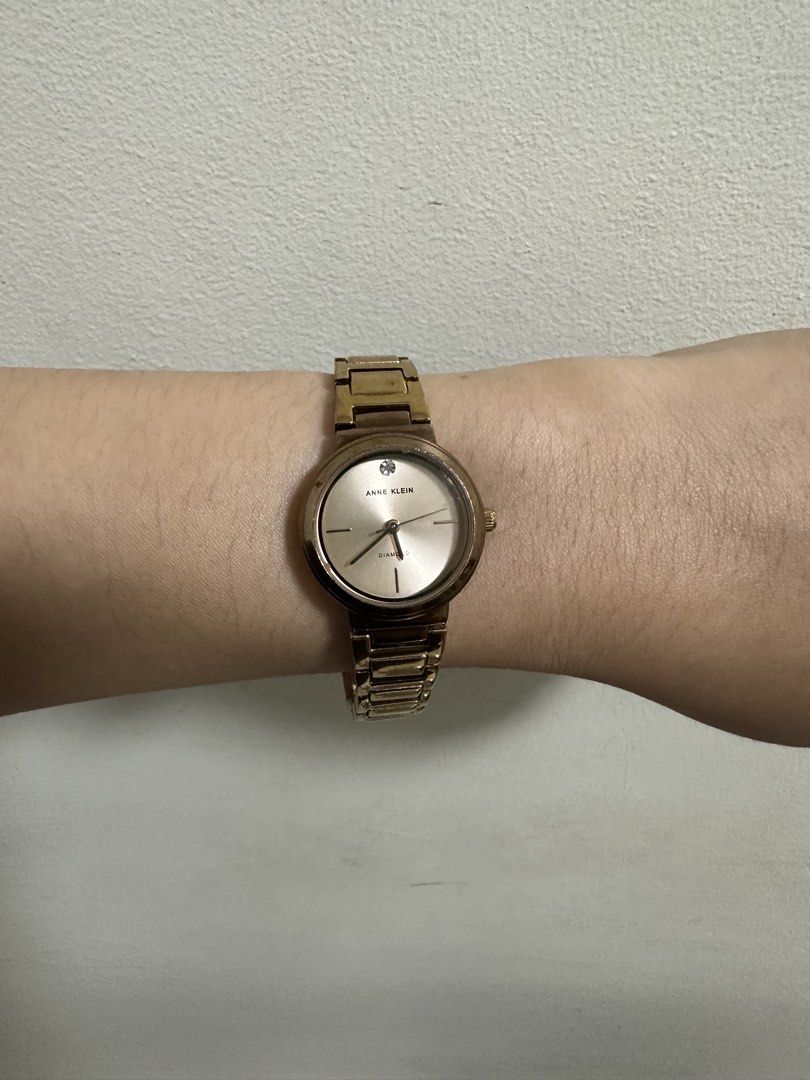 Anne Klein Rose Gold with Diamond Watch (Category: Women's Watches) located in Manila. Submitted by cheobearxx (Listing ID 1453786472, Image 2). Description: Just needs to change battery Front with minimal scratches but still presentable Back part with some discoloration due to usage Comes with box Bought from US.