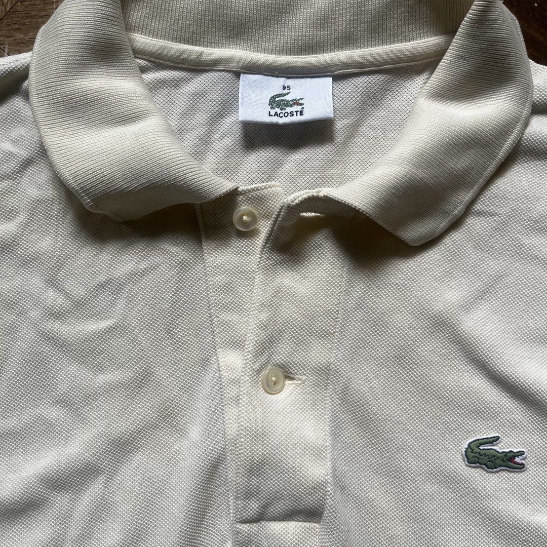 Authentic LACOSTE POLO SHIRT BEIGE (medium to large) (Category: Tshirts & Polo Shirts ) located in Tarlac. Submitted by thrifttosell (Listing ID 1455035661, Image 3). Description: Good condition Need deep wash Has stain Authentic 100% No other issue.