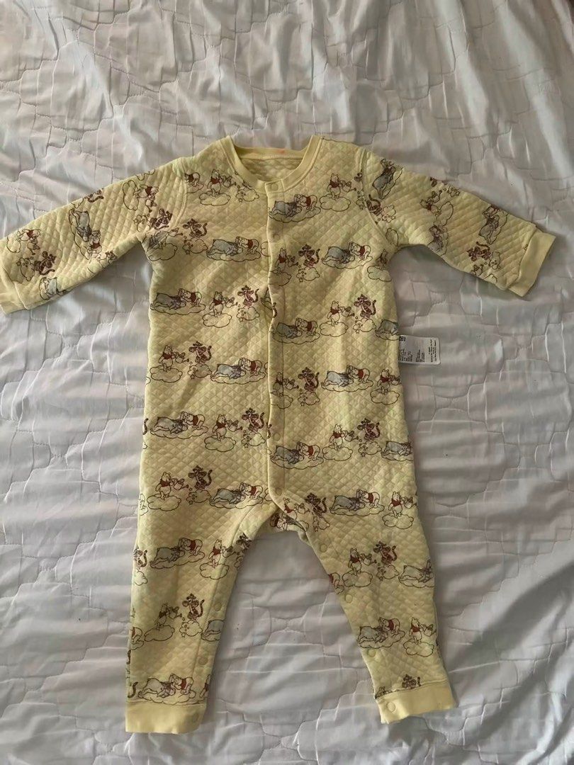 Baby Sleepsuits and Outfit Bundle 18-24 (Category: Babies & Kids Fashion) located in Santa Cruz. Submitted by cc_celeste (Listing ID 1454981530, Image 2). Description: - Bundle (400) includes 4 sleepsuits: 1 white with hood, 1 pink, 1 white with zip, and 1 uniqlo yellow Winnie the Pooh. 200 150 150 - Also includes a yellow t-shirt and pants set. - Ideal for everyday wear and sleep time. - Made with soft fabrics for baby's ultimate comfort. - Feat