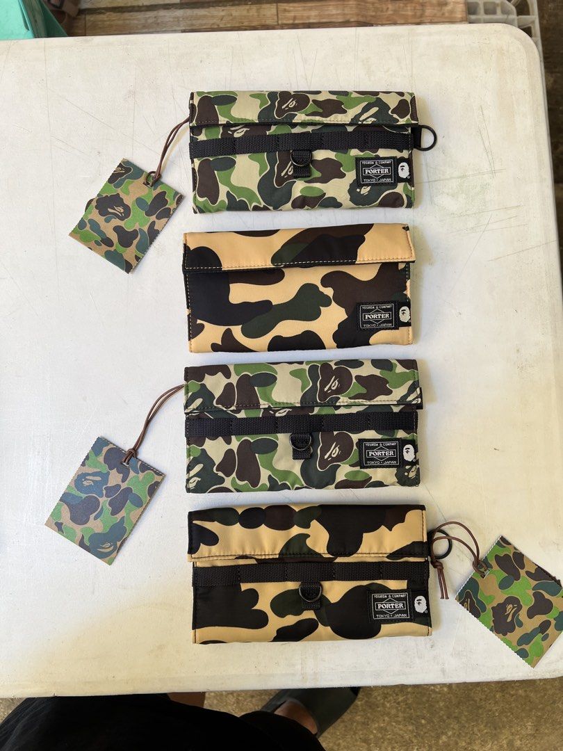 Bape x porter long wallet (Category: Wallets & Card holders) located in Quezon City. Submitted by brand.selection (Listing ID 1455089625, Image 3). Description: wallet 8K each bundle price 4 pcs 28K .