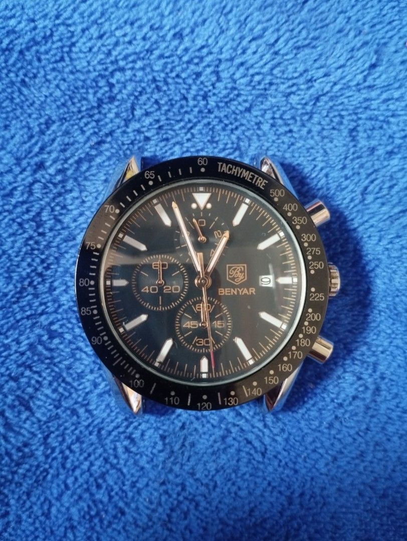 BENYAR Chronograph Tachymetre Watch (Category: Luxury Watches) located in Caloocan City. Submitted by tinshaoshop (Listing ID 1455019985, Image 2). Description: - BENYAR Watch Model BY-5140M - Features: Chronograph and Tachymeter functions - Design: Black dial with silver accents - Durability: Water resistant up to 30M, Solid stainless steel back - Ideal for: Everyday wear or as a thoughtful gift - Issue strap .