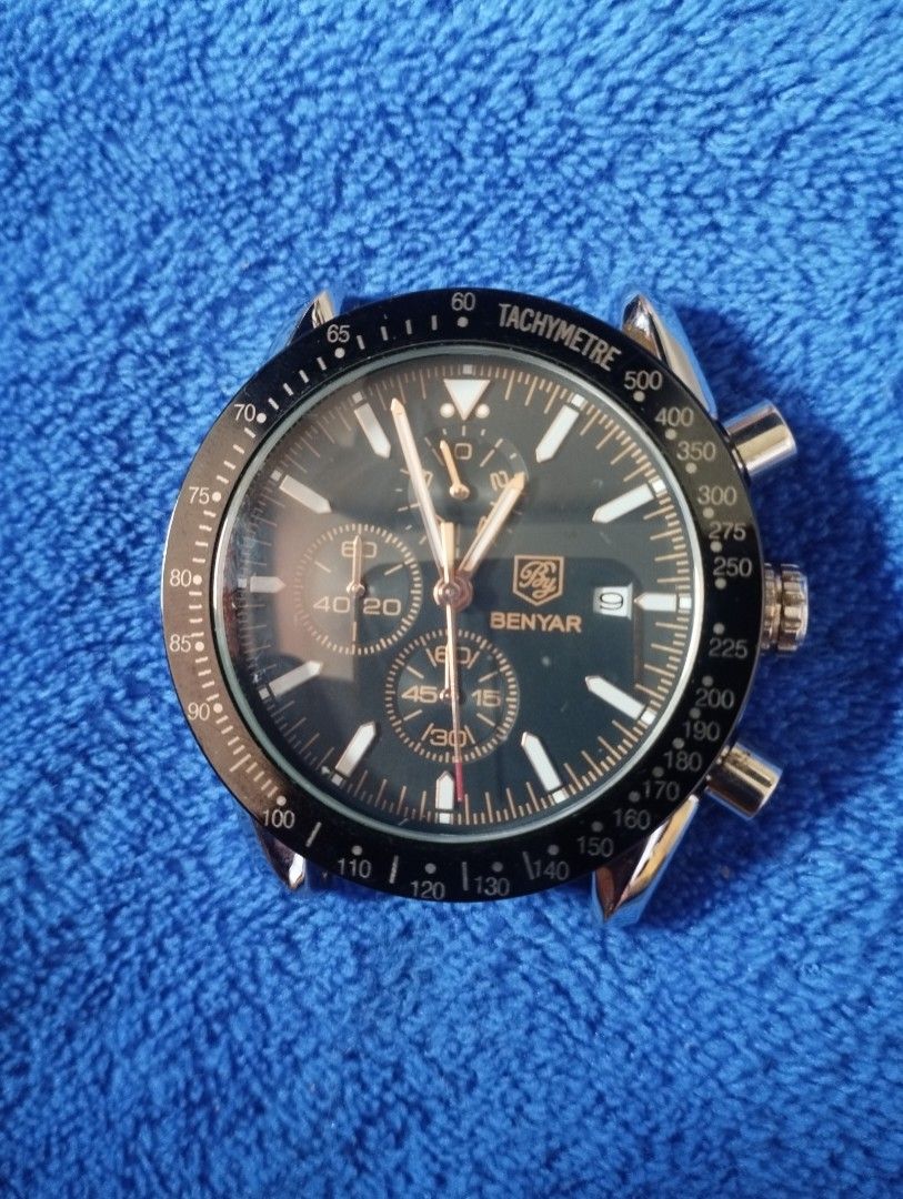 BENYAR Chronograph Tachymetre Watch (Category: Luxury Watches) located in Caloocan City. Submitted by tinshaoshop (Listing ID 1455019985, Image 3). Description: - BENYAR Watch Model BY-5140M - Features: Chronograph and Tachymeter functions - Design: Black dial with silver accents - Durability: Water resistant up to 30M, Solid stainless steel back - Ideal for: Everyday wear or as a thoughtful gift - Issue strap .