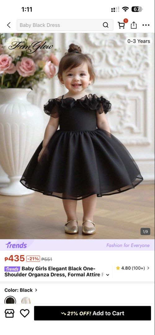 Black Formal Dress Toddler 1-2yo (Category: Babies & Kids Fashion) located in Valenzuela. Submitted by cc_c__cc (Listing ID 1454993512, Image 1). Description: Worn once Shein For 18-24mos.