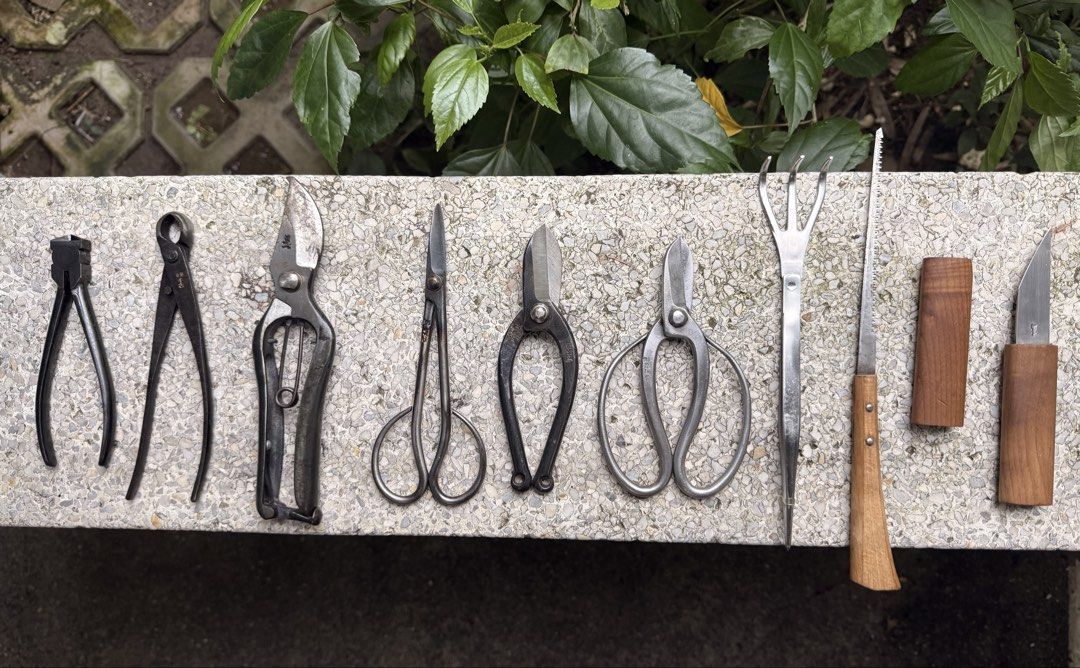 Bonsai Tools set Japan (Category: Gardening Tools & Ornaments) located in Calamba. Submitted by transitory (Listing ID 1454997849, Image 2). Description: Permission to post admins if allowed For Sale 9 pieces Bonsai tools set (Japan Made) includes Wire cutter, Knob cutter, Pruning shears, Long handle, Ikebana and Butterfly scissors, Trademark Brand Root rake with tweezer end, Kiridashi and pruning wood saw Most have Kanji (japanese markings) View