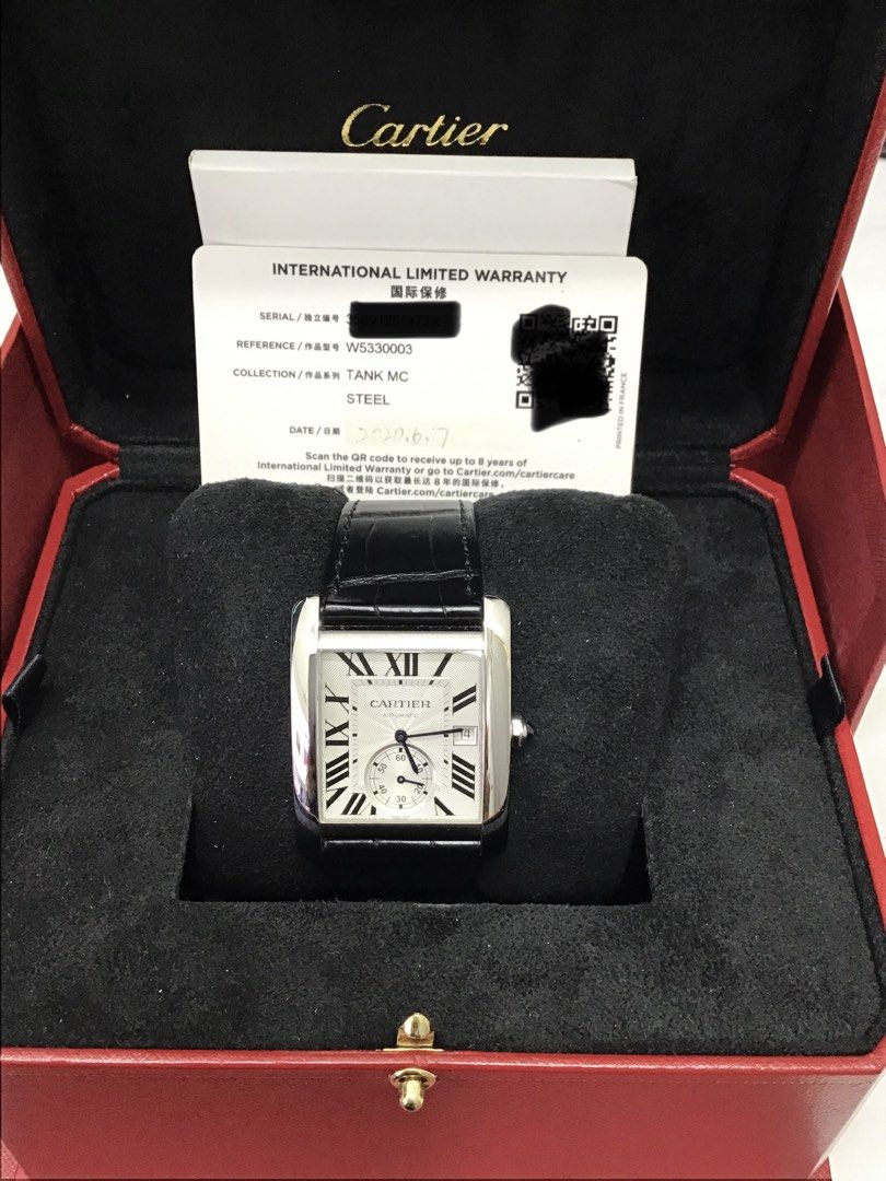 Cartier Tank MC Steel (Category: Luxury Watches) located in Makati City. Submitted by itsyourwatches (Listing ID 1455011948, Image 1). Description: - Cartier Large Tank MC Watch - Steel Case - Silver Guilloche Dial - Black Leather Strap - Automatic Movement - Original Box Included - International Limited Warranty Card (Dated 2020.6.7) - A Timeless Addition to Any Collection.