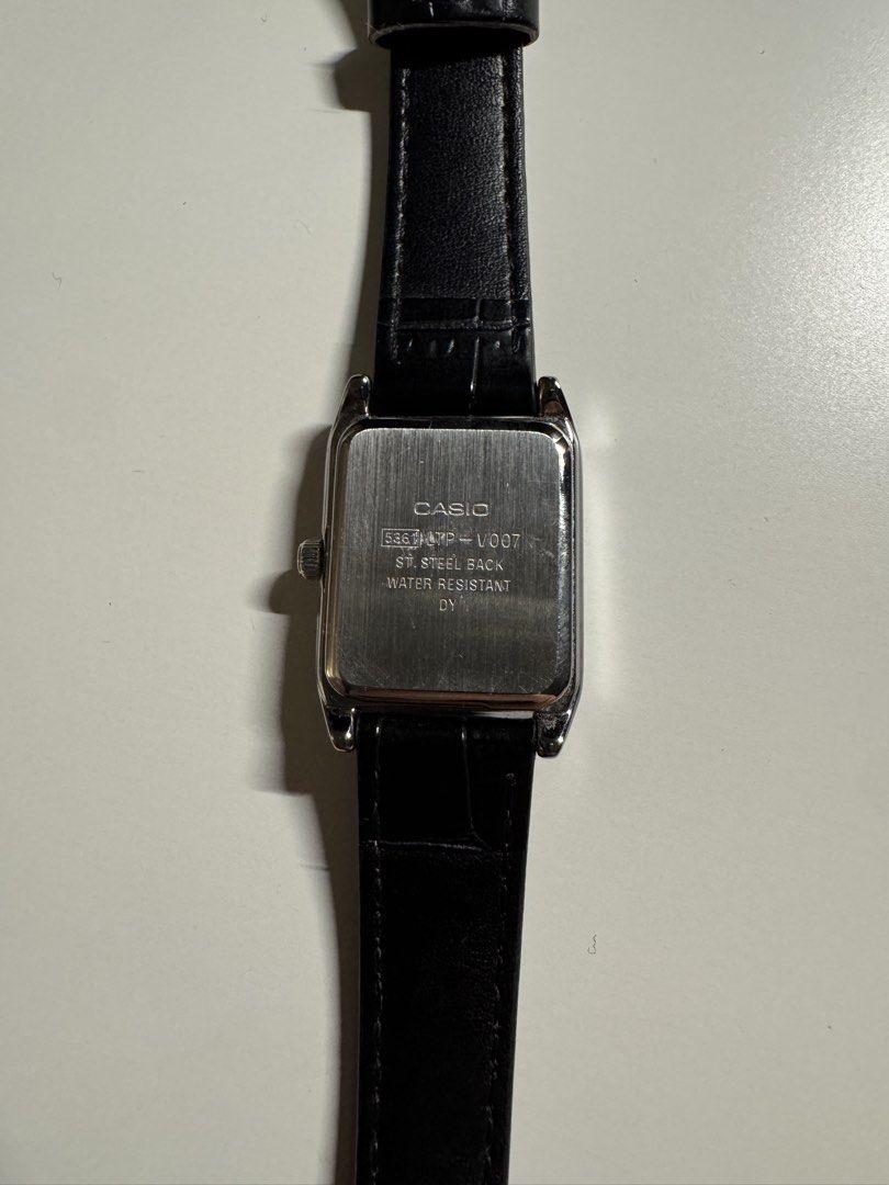 Casio Rectangular Watch Black Leather Strap Roman Numerals (Category: Women's Watches) located in Manila. Submitted by cm.declutters (Listing ID 1455085314, Image 3). Description: only issue: u have to change the battery no box.