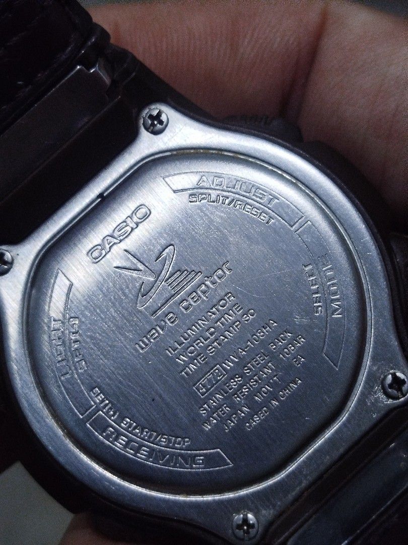 Casio Wave Ceptor Illuminator World Time Watch (Category: Men's Watches) located in Subic. Submitted by regiedaniel01 (Listing ID 1455024677, Image 2). Description: - Casio Wave Ceptor Watch - Dual Analog & Digital Display - Illuminator Function - World Time & Time Stamp Features - Compass Markings on Bezel - Stainless Steel Back - Water Resistant (10 Bar) - Japan Movement - Fabric Strap (shows some wear) - issue need repair para ma synchronize a