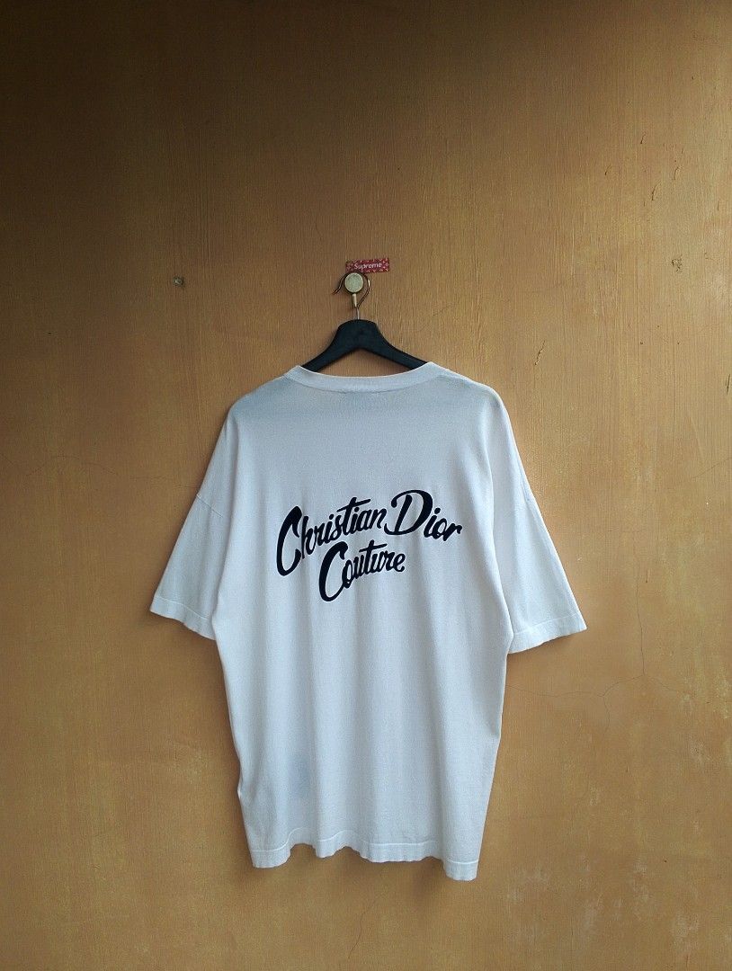 Christian Dior Couture Script T shirt (Category: Luxury Apparel) located in Lipa City. Submitted by MEECHYTWO2TWO (Listing ID 1455054890, Image 3). Description: • CHRISTIAN DIOR COUTURE SHIRT - Size: Large - Width: 22 / Length: 29.5 - Need Wash - Location: Lipa City, Batangas - Good condition - Color rate: 9.5/10 - Additional sf +75 - Mop: GCASH/NO COD - Payment first tomorrow will be shipped.