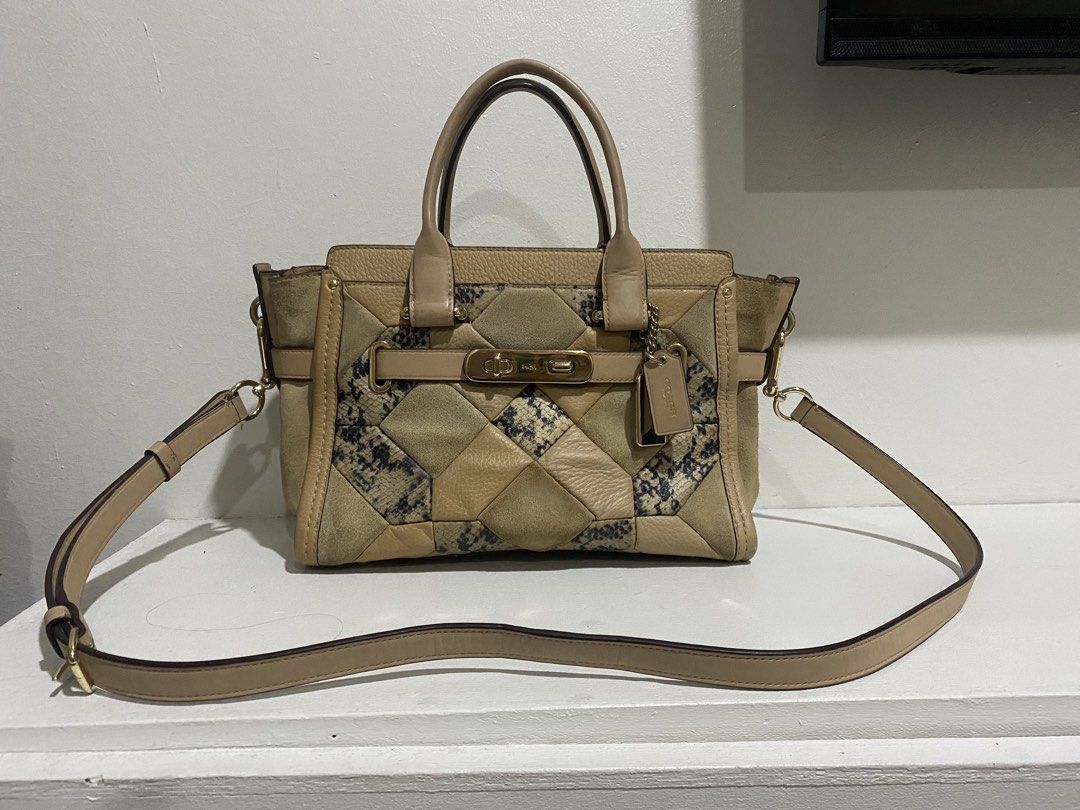 Coach Swagger 27 in Patchwork Exotic Embossed Leather (Beechwood) (Category: Cross-body Bags) located in Cainta. Submitted by jungkookie17 (Listing ID 1455082330, Image 1). Description: .