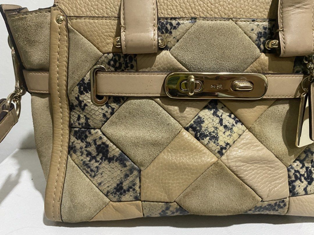 Coach Swagger 27 in Patchwork Exotic Embossed Leather (Beechwood) (Category: Cross-body Bags) located in Cainta. Submitted by jungkookie17 (Listing ID 1455082330, Image 3). Description: .