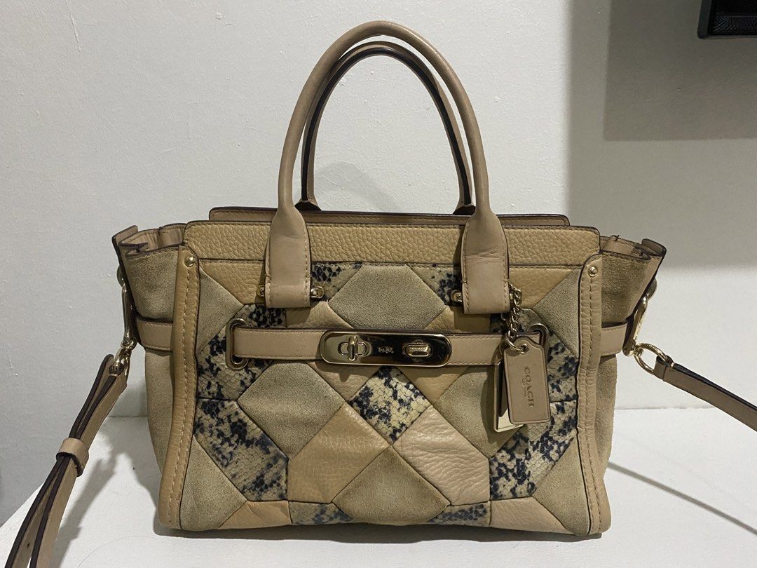 Coach Swagger 27 in Patchwork Exotic Embossed Leather (Beechwood) (Category: Cross-body Bags) located in Cainta. Submitted by jungkookie17 (Listing ID 1455082330, Image 2). Description: .