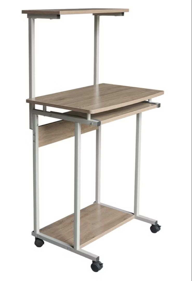 Computer Table with Keyboard Tray and Wheels (Category: Tables & Sets) located in Manila. Submitted by swiftwater-7b37c7 (Listing ID 1455105999, Image 2). Description: With Caster wheels for easy moving Made from Melamine and Particle Board Color: Light Oak Size: 60 x 40 x 115 cm (LWH).