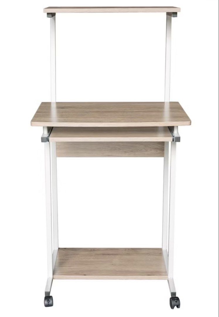 Computer Table with Keyboard Tray and Wheels (Category: Tables & Sets) located in Manila. Submitted by swiftwater-7b37c7 (Listing ID 1455105999, Image 1). Description: With Caster wheels for easy moving Made from Melamine and Particle Board Color: Light Oak Size: 60 x 40 x 115 cm (LWH).