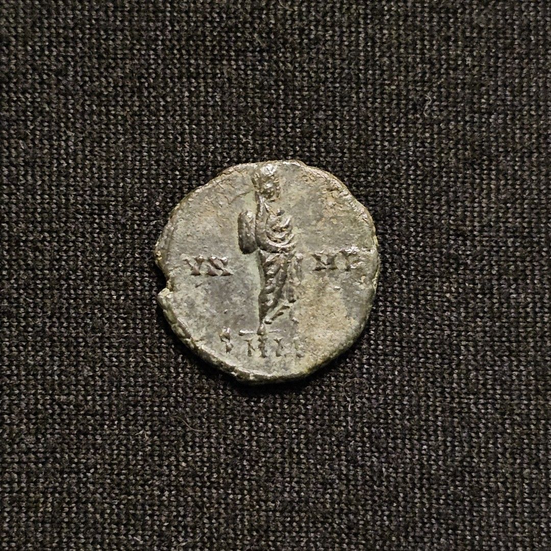 Constantine the Great Bronze Ancient Coin (Category: Currency) located in San Carlos. Submitted by Brand_n (Listing ID 1455052282, Image 2). Description: Genuine ancient coin Roman Empire Ruler: Constantine the Great Denomination: Follis Veneranda Memoria consecration type. Almost Uncirculated condition with fully intact patina. Size comparison with a 1 Peso coin in the last photo..