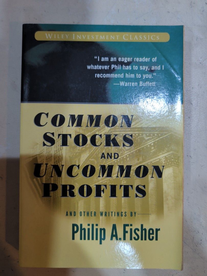Create wealth (Category: Storybooks) located in Singapore. Submitted by fastearth.887cbb (Listing ID 1455078222, Image 1). Description: Hey there! 👋 Looking to level up your investment game? This is a pre-loved copy of 'Common Stocks and Uncommon Profits' by Philip A. Fisher, a true classic in the world of investing. It's part of the Wiley Investment Classics series and even comes with a glowing recommendation from Warren Buffett himself! "I am 