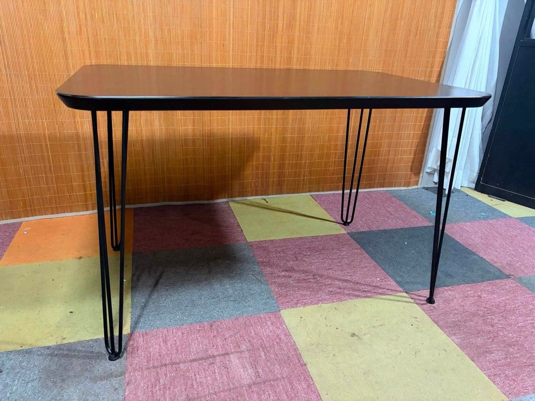 Dining Table (Category: Tables & Sets) located in Meycauayan. Submitted by marygracecasimiro (Listing ID 1455028030, Image 1). Description: NITORI Modern Dining Table SOLID WOOD TOP!!! METAL HAIRPIN LEGS!!! AMBIGAT!!! HEAVY-DUTY!!! Upto 6-Seaters Price : 10,500 ✅ Standard size (not lowered) 47L x 30W x 30H inches In VERY good condition ♥️.