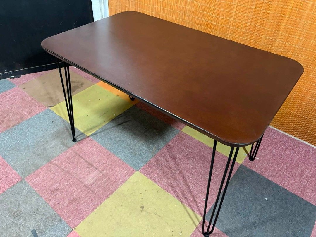 Dining Table (Category: Tables & Sets) located in Meycauayan. Submitted by marygracecasimiro (Listing ID 1455028030, Image 2). Description: NITORI Modern Dining Table SOLID WOOD TOP!!! METAL HAIRPIN LEGS!!! AMBIGAT!!! HEAVY-DUTY!!! Upto 6-Seaters Price : 10,500 ✅ Standard size (not lowered) 47L x 30W x 30H inches In VERY good condition ♥️.