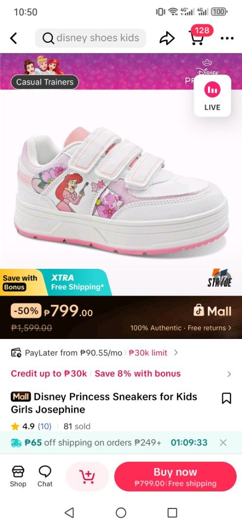 Disney Princess Ariel Shoes (Category: Babies & Kids Fashion) located in Caloocan City. Submitted by eternalbeing1112 (Listing ID 1455107305, Image 3). Description: Selling Little Mermaid Disney Shoes. Nasuot lang literally once. 555php.