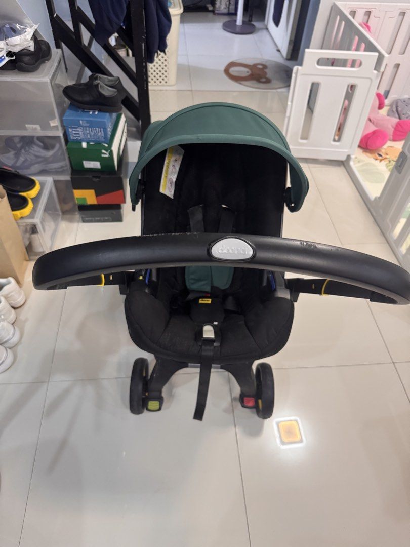 Doona Stroller (Category: Strollers) located in Muntinlupa City. Submitted by hanzgideon (Listing ID 1454989305, Image 3). Description: Doona+ Infant Car Seat & Stroller * Type: 2-in-1 infant car seat + stroller * Orientation: Rear-facing only * Baby weight: 1.8–13 kg (4–28.6 lb) * Baby height: up to 81.3 cm / 32 in * Product weight: about 7.5–7.8 kg * Dimensions folded: approximately 44 × 66 × 57 cm * Dimensions unfolded: approximately 44 × 82 ×