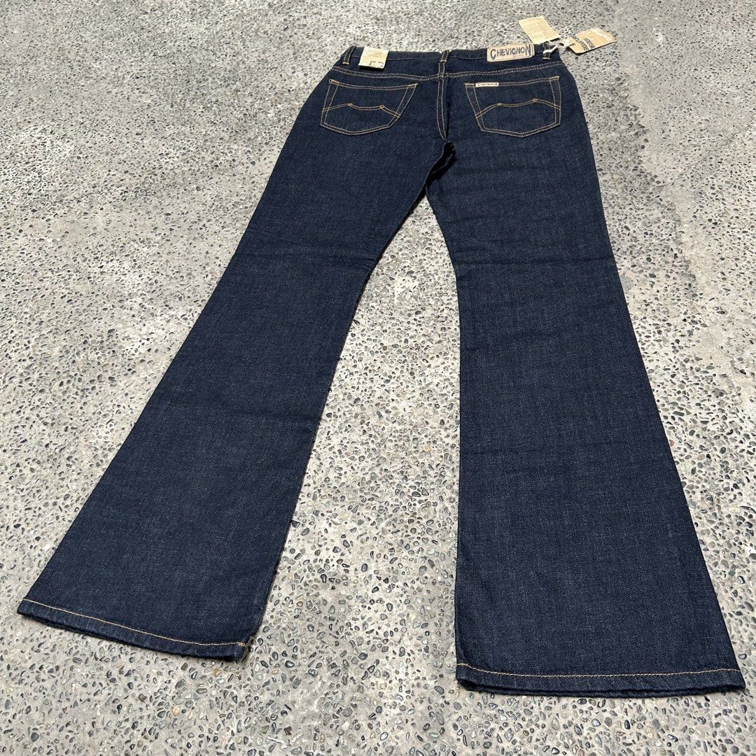 DS Chevignon Boot Cut Raw Denim Pants (Category: Jeans) located in Baguio. Submitted by thrift_zi3 (Listing ID 1455076666, Image 3). Description: DS Chevignon Boot Cut Raw Denim Pants W 29.5" - 31.5"(actual) L 44" leg opening 10" ₱2,000 (nego).