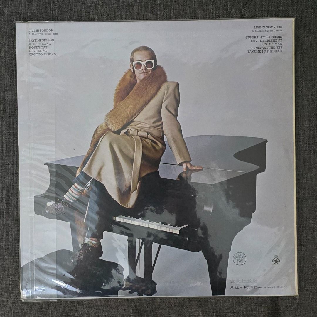 Elton John Here And There Vinyl Record (Category: Vinyls) located in Las Pinas. Submitted by thekrisuy (Listing ID 1454991676, Image 2). Description: - Elton John 'Here And There' vinyl record - Features live performances from iconic concerts - Includes tracks like 'Live in Australia' and 'Live in New York' - A classic and essential addition to any music collection.
