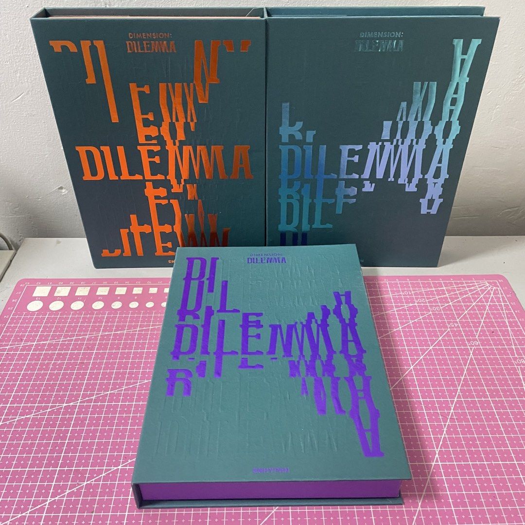 ENHYPEN Dimension:Dilemma Album Set (Category: CDs & DVDs) located in Santa Rosa. Submitted by mxnmrcd (Listing ID 1455080366, Image 1). Description: 🛍️ — up for sale! enhypen dimension-dilemma (unsealed albums) — ₱300 (plus sf) — rfs: decluttering — with inclusions except pc, can send more photos to sure buyer! 📍 loc: sta mesa, qc 🚚 mod: j&t, sdd (lalamove or grab) 💳 mop: gcash 📩 pm if interested!.