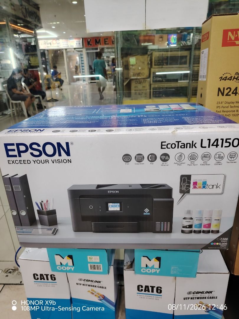 Epson EcoTank L4150 Printer (Category: Printers, Scanners & Copiers) located in Caloocan City. Submitted by pherxtotz (Listing ID 1454994392, Image 3). Description: - Epson EcoTank L4150: Wireless All-in-One Inkjet Printer - Functions: Print, Scan, Copy - Includes EcoTank Ink Bottles for cost-effective printing - Ideal for Home and Office use - Easy to set up and operate.