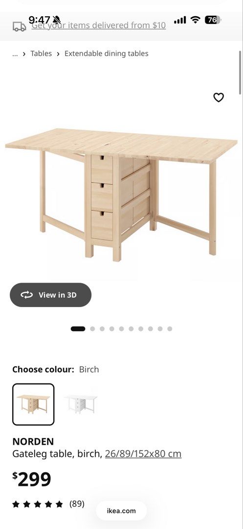 Extendable / foldable dining table (Category: Tables & Sets) located in Singapore. Submitted by sam.market (Listing ID 1455090835, Image 3). Description: .