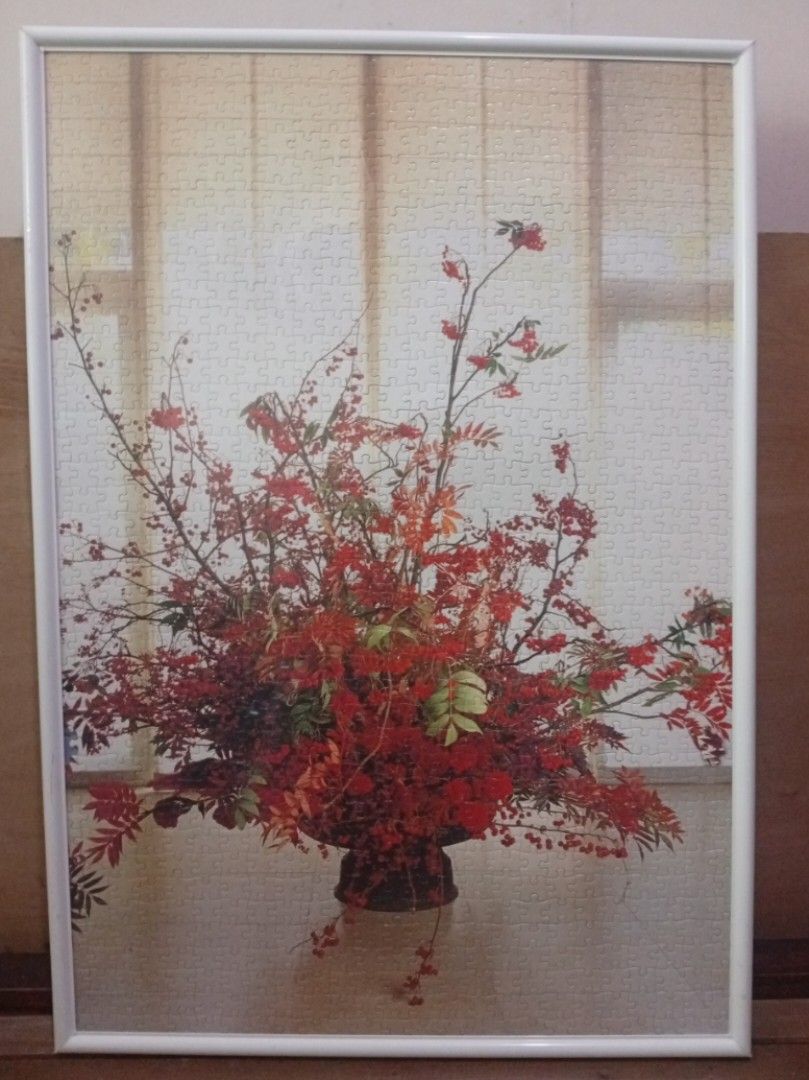 Framed Puzzle Floral Picture (Category: Frames & Pictures) located in Caloocan City. Submitted by lolacel (Listing ID 1439610109, Image 1). Description: lightweight, for easy hanging, more attractive in actual than pictures thin white metal frame,measures 30" x 21 " nice to hang at females bedroom or for added attraction in any given room , flowers on a base can be displayed anywhere. from surplus.
