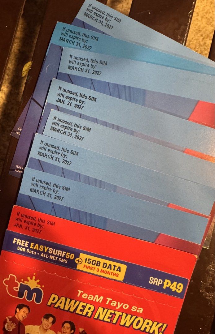 Globe Special Numbers (Category: Sim Cards) located in Muntinlupa City. Submitted by hanzgideon (Listing ID 1455065052, Image 2). Description: - Unused Globe & TM SIM cards available. - Some SIMs feature special/vanity numbers. - Expiry dates: March 31, 2027 or January 31, 2027. - Ideal for new mobile lines or specific number preferences..