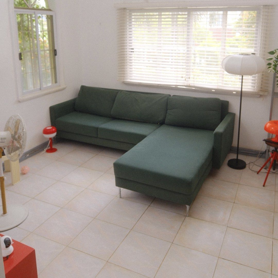 Green L-Shape 3-Seater Sofa (Category: Sofas) located in Antipolo. Submitted by jillban (Listing ID 1454971153, Image 1). Description: Selling our Matteo L-Shape 3-Seater Sofa with Right-Facing Chaise. 💰 ₱20k (Negotiable) 📍 Antipolo • 3-seater L-shape with chaise • Right-facing chaise • Spacious and comfortable • Green upholstery, as shown in photos • Modern, minimalist design that works well with different interiors • Used, good overall condit
