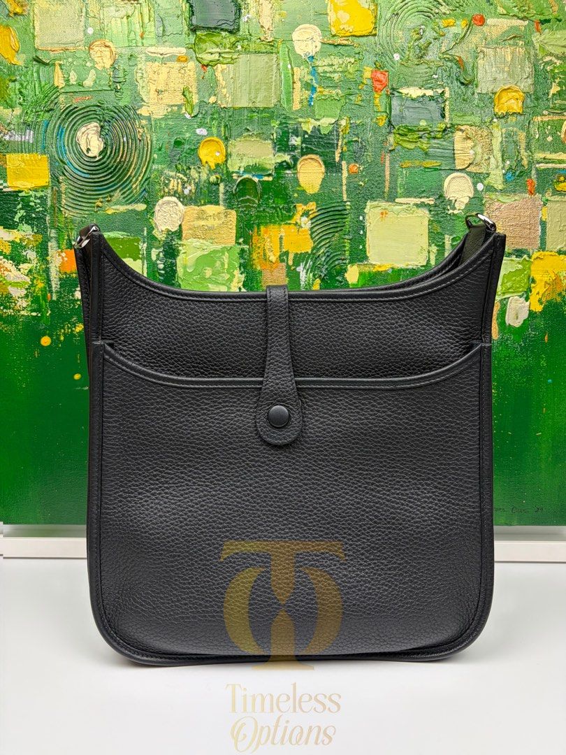 Hermes Evelyne Poche III 29 (Category: Luxury Bags & Wallets) located in Mabalacat. Submitted by to_ph (Listing ID 1455092793, Image 2). Description: ✨AVAILABLE✨ HERMES EVELYNE POCHE III 29 Best Price ₱230,000 Condition: Pristine 9.5/10 Color: Noir/Black Hardware: Palladium Hardware Inclusions: box, dust bag, care booklet,receipt,detachable strap,ribbon Date Code: W (2024) .