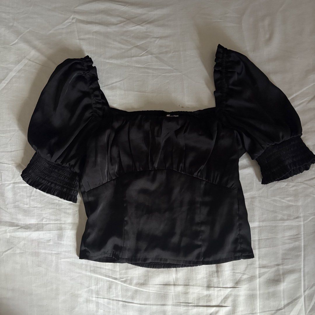 H&M Silk Bustier Puff Sleeve Top (Category: Others Tops) located in Binan City. Submitted by myprelovedhaul (Listing ID 1455027537, Image 1). Description: .