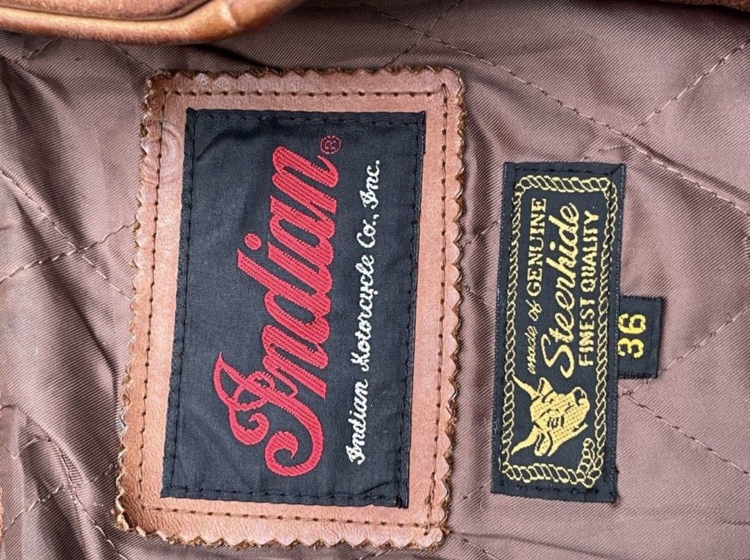 Indian Motorcycle Co. Genuine Steerhide Leather Jacket (Category: Coats, Jackets and Outerwear) located in Makati City. Submitted by jmd231 (Listing ID 1455043881, Image 2). Description: - Genuine steerhide leather motorcycle jacket - Brand: Indian Motorcycle Co. - Color: Brown - Size: 36 - Style: Classic motorcycle look Selling for 4k fix. Very tough and very good condition. Steerhide leather po ito. One of the best type of leather available. .
