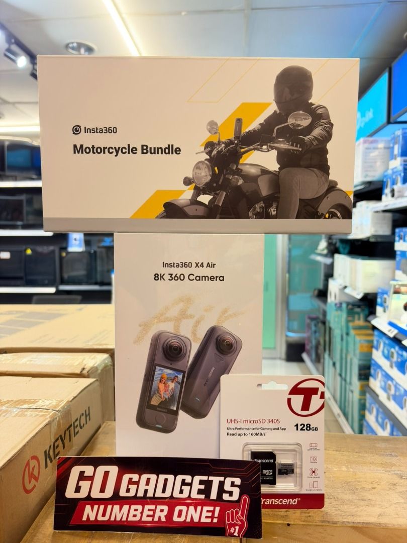 insta360 X4 AIR STARTER BUNDLE WITH MOTOBUNDLE 128GB (Category: Cameras) located in Caloocan City. Submitted by brightfalcon.8419cc (Listing ID 1455056891, Image 1). Description: - Insta360 X4 Air 8K 360 Camera - Motorcycle Bundle Starter Kit - Includes 128GB Transend microSD card - Capture stunning 8K 360-degree video - Perfect for motorcycle adventures and vlogging.