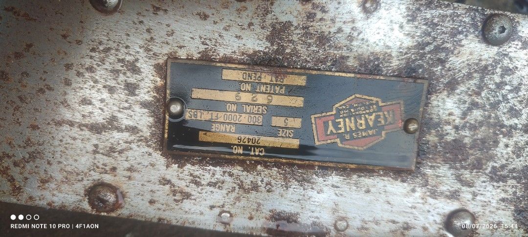 James R. Kearney Torque Wrench 300-2000 FT. LBS (Category: Industrial Equipment) located in Binan City. Submitted by aon4f1 (Listing ID 1454967136, Image 1). Description: - James R. Kearney Torque Wrench - Range: 300 to 2000 ft. lbs. - Size: 5 - Cat. No.: 20426 - Patent Pending - Selling as is.