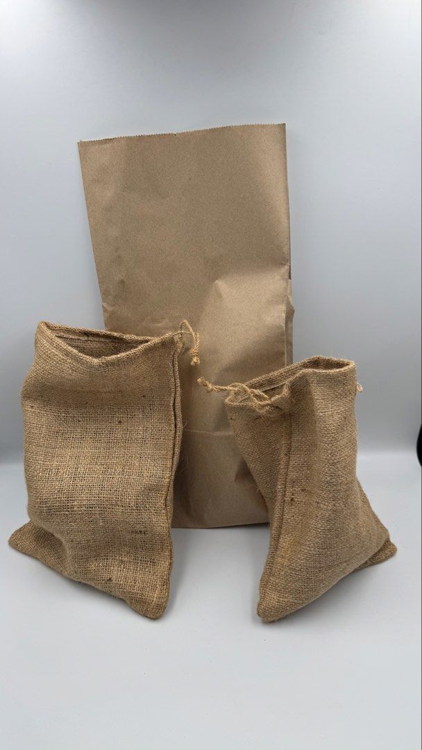 Jute Bags and Paper Bag Set (Category: Luxury Bags & Wallets) located in Manila. Submitted by mysticstar_d67ad3_tree (Listing ID 1455064722, Image 2). Description: Set includes: - jute/burlap drawstring bags: Big: 8 in. x 11 in. - 15 pcs. Small: 7 in. x 10 in. - 12 pcs. - Large brown paper bags: 8 in. X 16.5 in. 73 pcs. - Ideal for storage or gifting. - Large brown paper bag is sturdy and versatile. - Great for organizing items or packaging purch