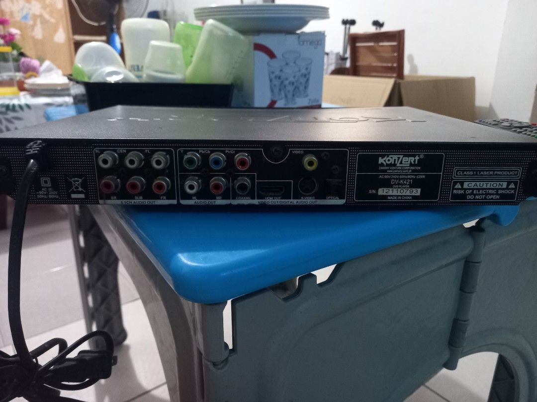 Konzert DV-K421 DVD Player with Remote (Category: Blu-Ray & Media Players) located in Manila. Submitted by usefullthings2buy (Listing ID 1454987692, Image 3). Description: - Konzert DV-K421 DVD Player - Plays DVDs - USB input for media playback - Microphone inputs for karaoke fun - Comes with original remote control - Tested and confirmed working - Ideal addition to your entertainment system. -Still working..