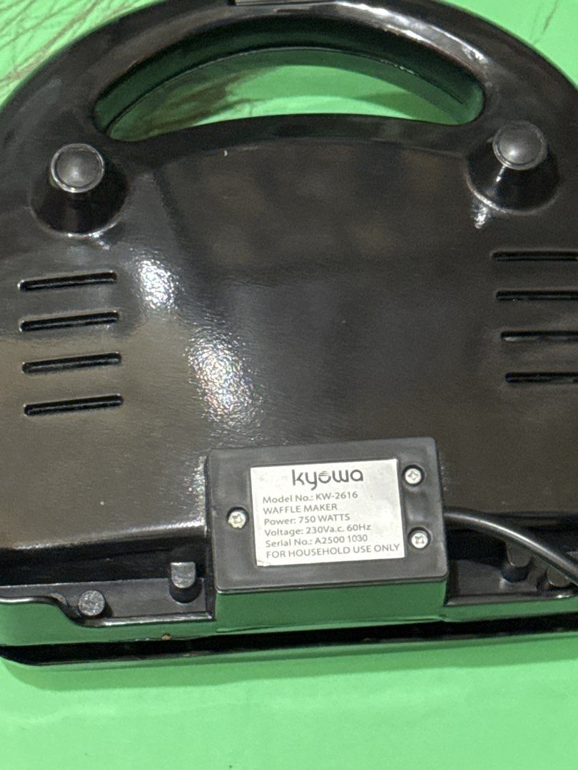 Kyowa KW-2616 Waffle Maker 750W (Category: Other Kitchen Appliances) located in Antipolo. Submitted by sallytab (Listing ID 1454988075, Image 2). Description: - Kyowa Waffle Maker KW-2616 - Makes 4 square waffles - 750 Watts power - 230 Volts - Ideal for breakfast and snacks - Simple to operate and clean Lalamove.