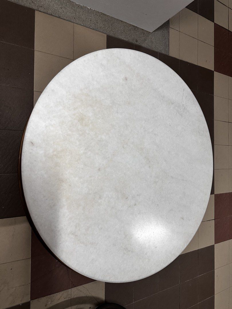 Marble Table (Category: Tables & Sets) located in Singapore. Submitted by D0NALLD (Listing ID 1455082485, Image 3). Description: Round Marble table, diameter of 120cm, solid wood legs. .