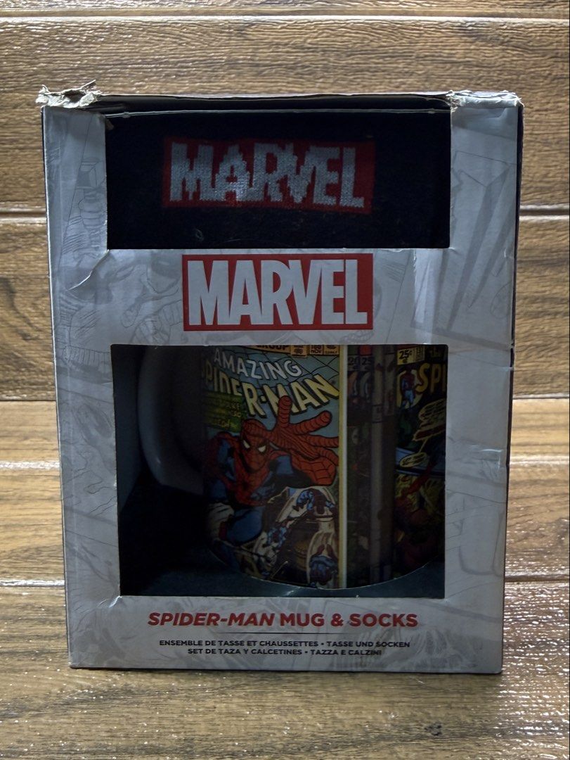 marvel spiderman mug & socks set (Category: Coffee & Tea Tableware) located in Quezon City. Submitted by fashionifywardrobe8899 (Listing ID 1455023005, Image 1). Description: .