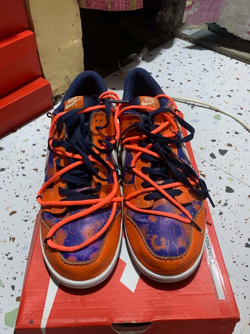 Nike Dunk Low Off-White Lot 17 (Category: Sneakers) located in Manila. Submitted by ja_thrift. (Listing ID 1455017984, Image 1). Description: - Authentic Nike Dunk Low Off-White sneakers - Lot 17 from the 2019 collection - Eye-catching orange and purple colorway - Signature Off-White detailing - Size: US 9.5 - Comes with original box.