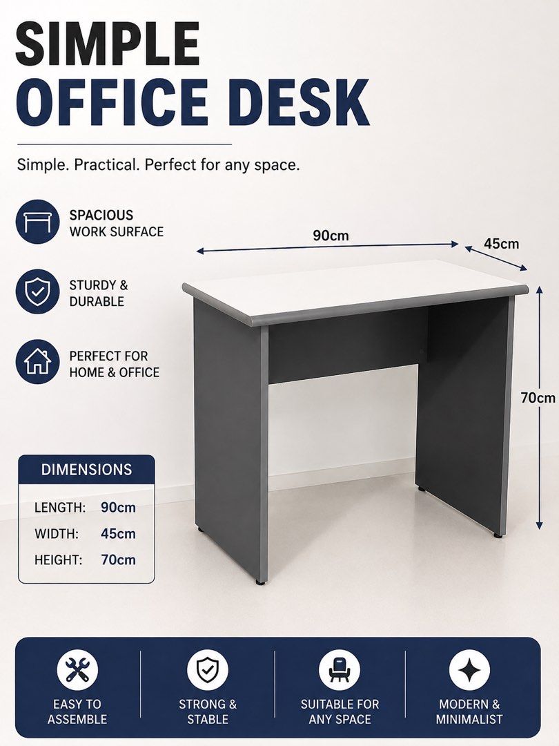 Office Table Study Table (Category: Tables & Sets) located in Singapore. Submitted by furniture.singapore (Listing ID 1455000744, Image 1). Description: Self-Collection / Delivery Available Self collect 自取：Sunday 星期天10am-2pm Address: Mega 39 Woodlands Close #03-28 Singapore 737856 Delivery (not courier): $40 送货 .