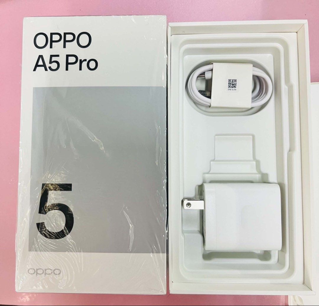 OPPO A5 PRO 8+256gb (Category: OPPO) located in Caloocan City. Submitted by cleverbear_b33941 (Listing ID 1454958781, Image 2). Description: COMPLETE PACKAGE UNSEALED BOX (OPENED ONLY FOR DISPLAY) UNUSED ACCESSORIES MALL PULL OUT NO DENTS NO SCRATCHES.
