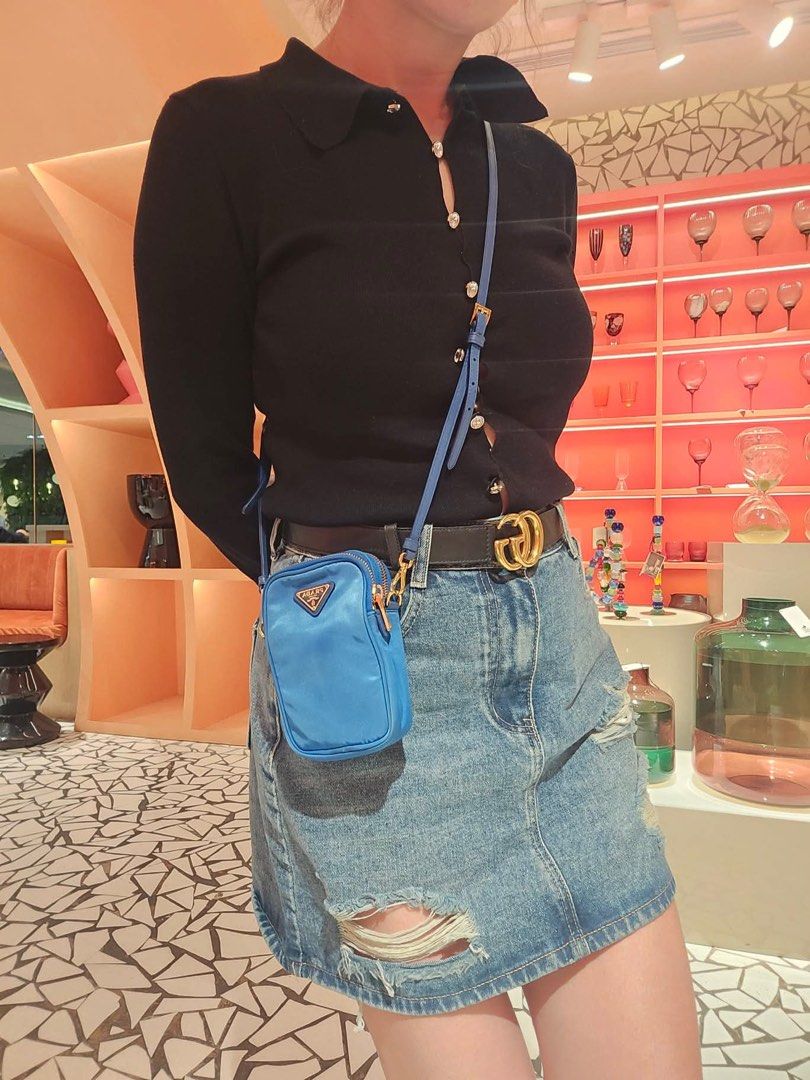 Original Prada Nylon Blue Mini Sling Bag (Category: Luxury Bags & Wallets) located in Cavite. Submitted by authenticbagshavenbyvalg (Listing ID 1455043482, Image 1). Description: Guaranteed Original 💯 Very good condition No major issue Mini sling ( di kasya promax ).