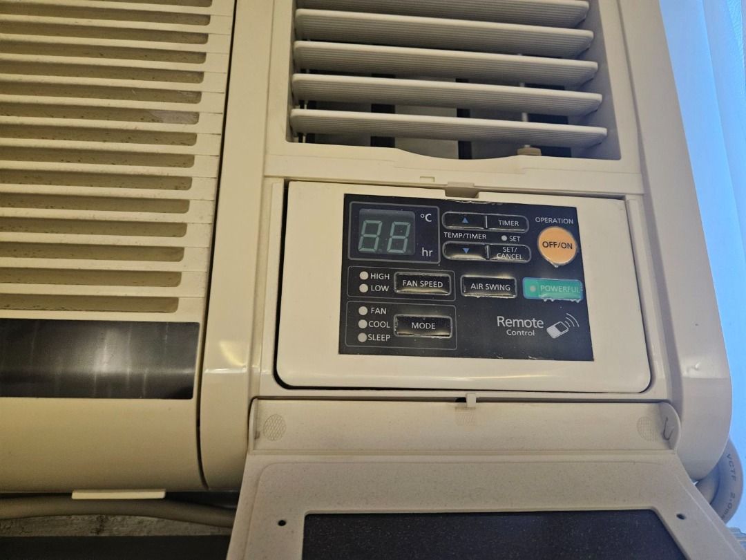 Panasonic Window Air Conditioner Non-Inverter (Category: Air Conditioning and Heating) located in Manila. Submitted by hwong1 (Listing ID 1454999692, Image 1). Description: Only used a few times. Already uninstalled, only needs to be picked up. - Panasonic Window Air Conditioner - Works well and cools rooms effectively - Multiple modes: Fan Speed, Cool, Sleep - Includes remote control - Easy to operate - Non-inverter 1HP - CW-XC105VPH - 7k 2HP - 