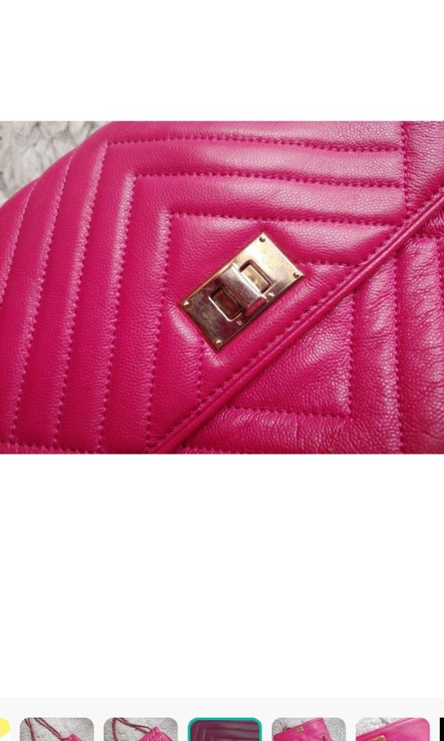 Pink Quilted Chain Shoulder Bag (Category: Shoulder Bags) located in Manila. Submitted by happystone.a2398c (Listing ID 1451165659, Image 3). Description: 💯 authentic leather no scratches still in gold hardware sisley brand .