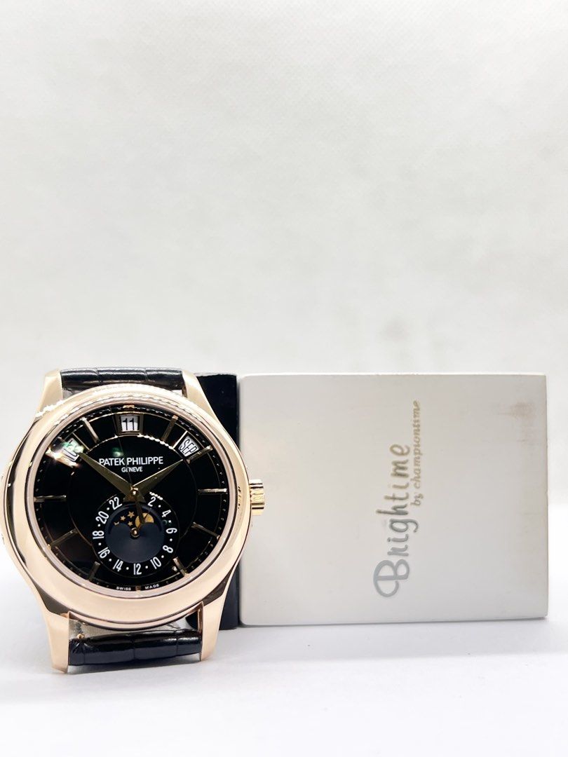 Pre Owned Patek Philippe Complications 5205R-010 Black Dial Automatic Rose Gold Casing Leather ( Sept 19 ) (Category: Watches) located in Singapore. Submitted by brightime (Listing ID 1455082973, Image 3). Description: Pre Owned Patek Philippe Complications 5205R-010 Black Dial Automatic Rose Gold Casing Leather ( Sept 19 ) ** Pre-Owned ** ** Mint Condition ** Model : 5205R-010 Also known as : Complications Annual Calendar Case size : 40mm Dial :