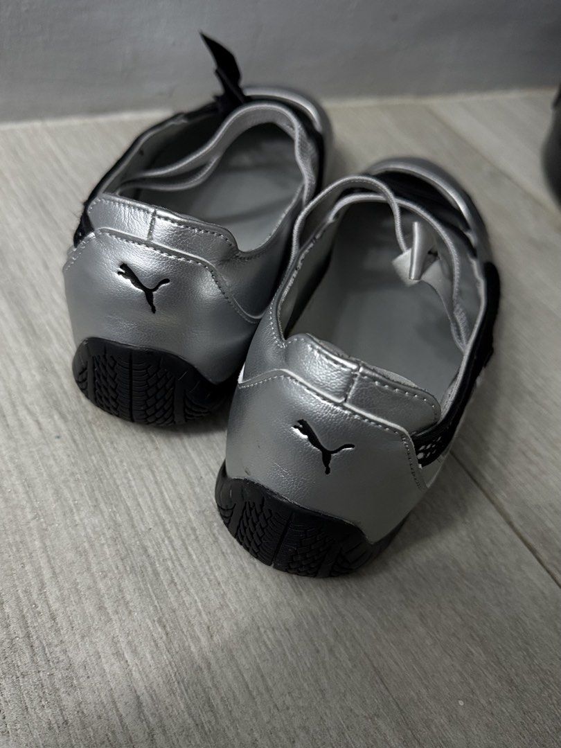 PUMA SPEEDCAT BALLET LACE IN SILVER (Category: Sneakers) located in Mandaluyong City. Submitted by sebreroskrystle20 (Listing ID 1455060565, Image 3). Description: with box and extra lace/ribbon! used twice only, pinilit yung size (super linis pa ng sole!) RFS: bibili ng bago in size 8 😅 bought from pimp kicks gh for 14k money back guarantee if proven fake! .